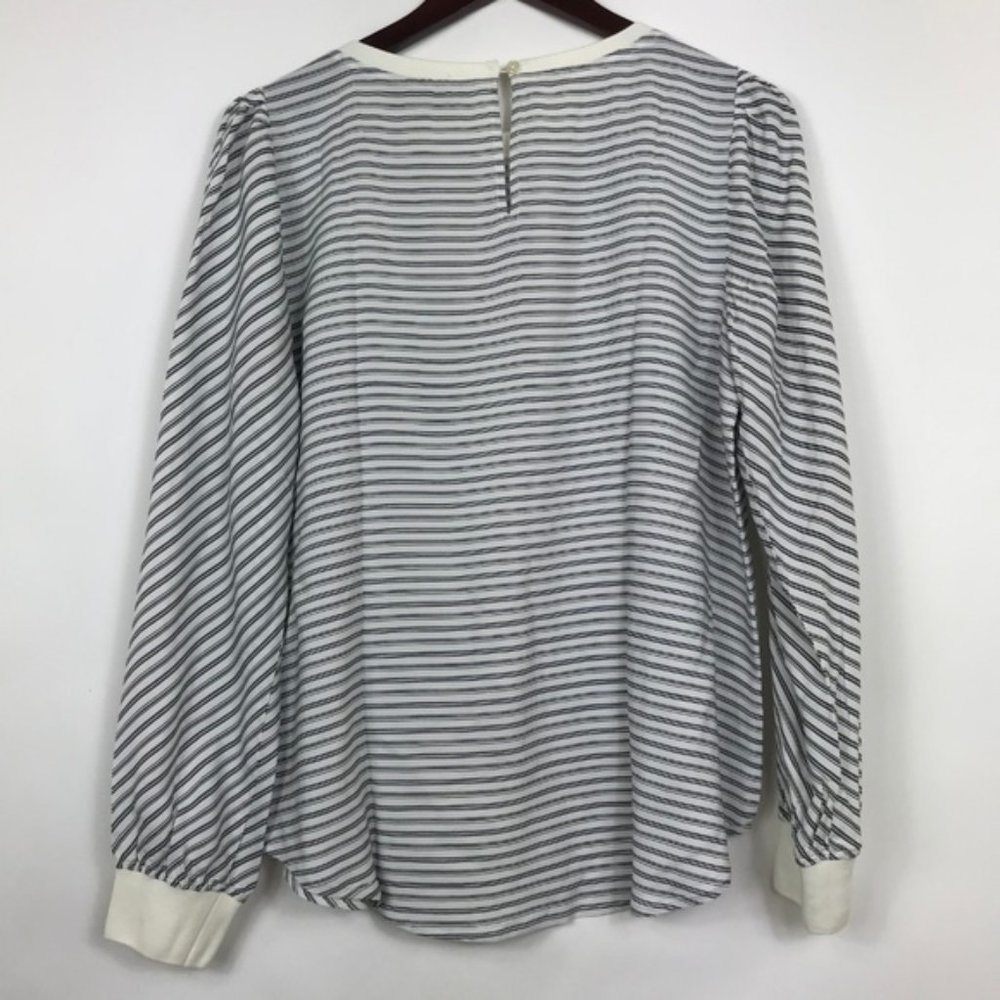 LOFT Women Small Blouse Striped Blue Back Key Hole - Picture 7 of 8